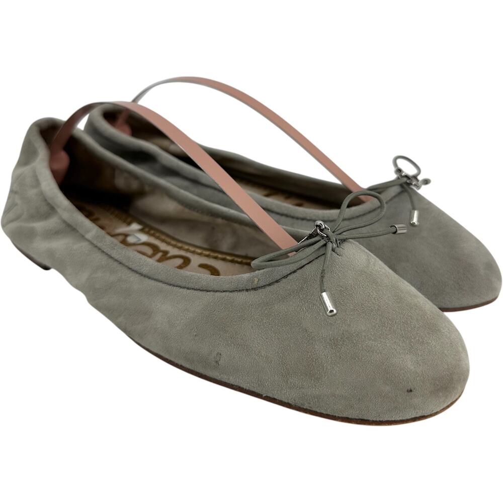 Sam Edelman Felicia Ballet Flats Suede Cushioned Bow Slip On Gray 8